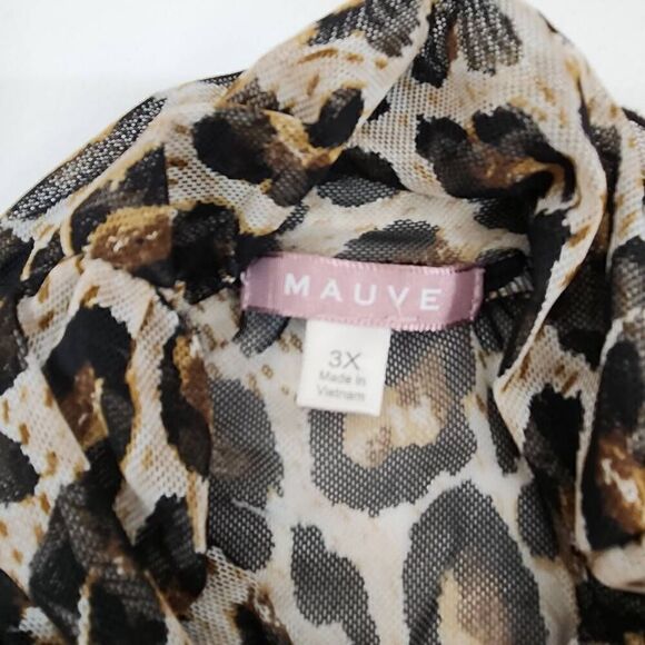 MAUVE Size 3X Cheetah Mesh See Through Sleeveless Halter Top U - Picture 5 of 5